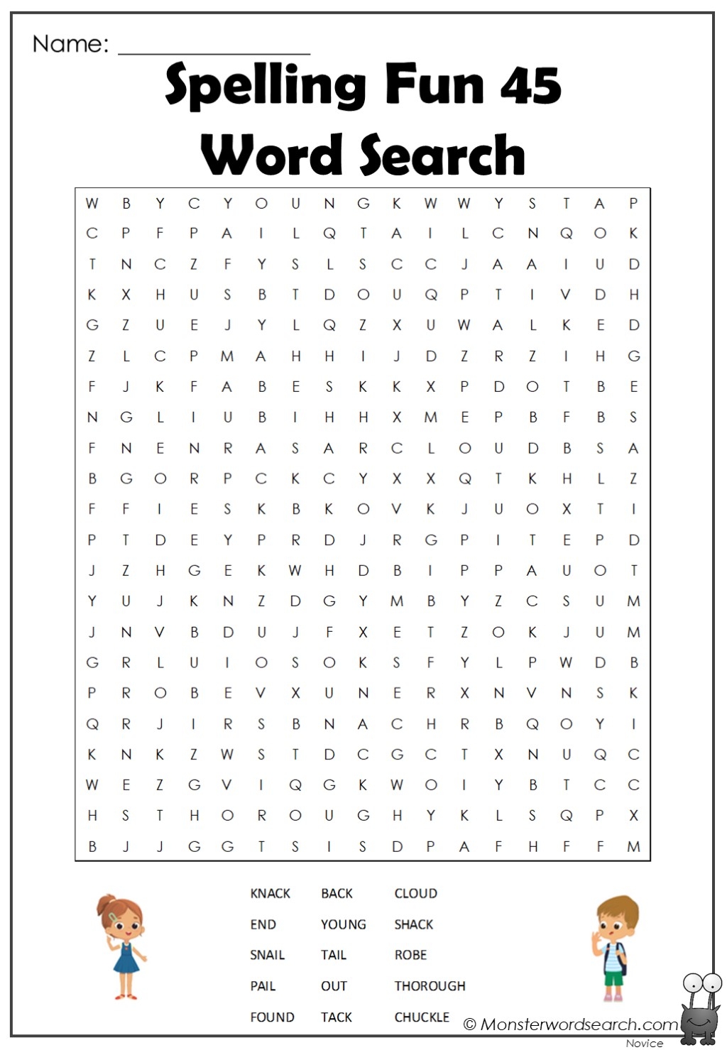 Spelling Fun 45 Word Search Monster Word Search