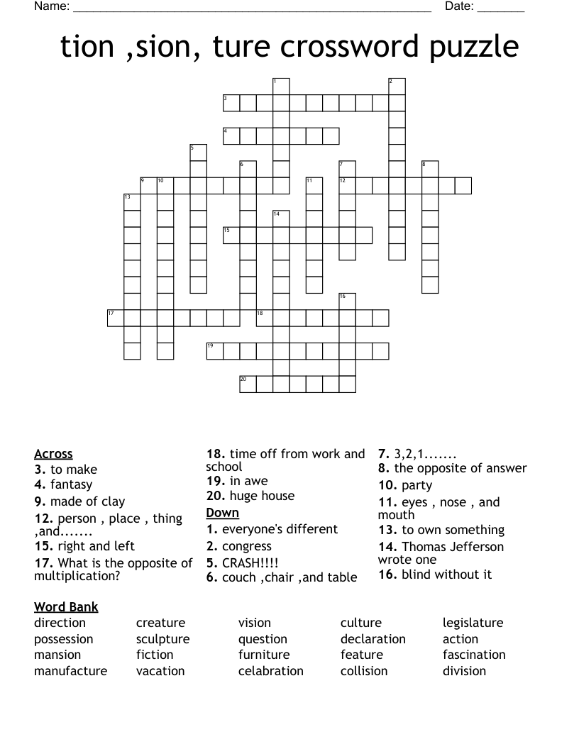 Tion Word Search Printable