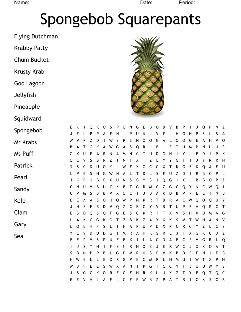 Spongebob Squarepants Word Search WordMint