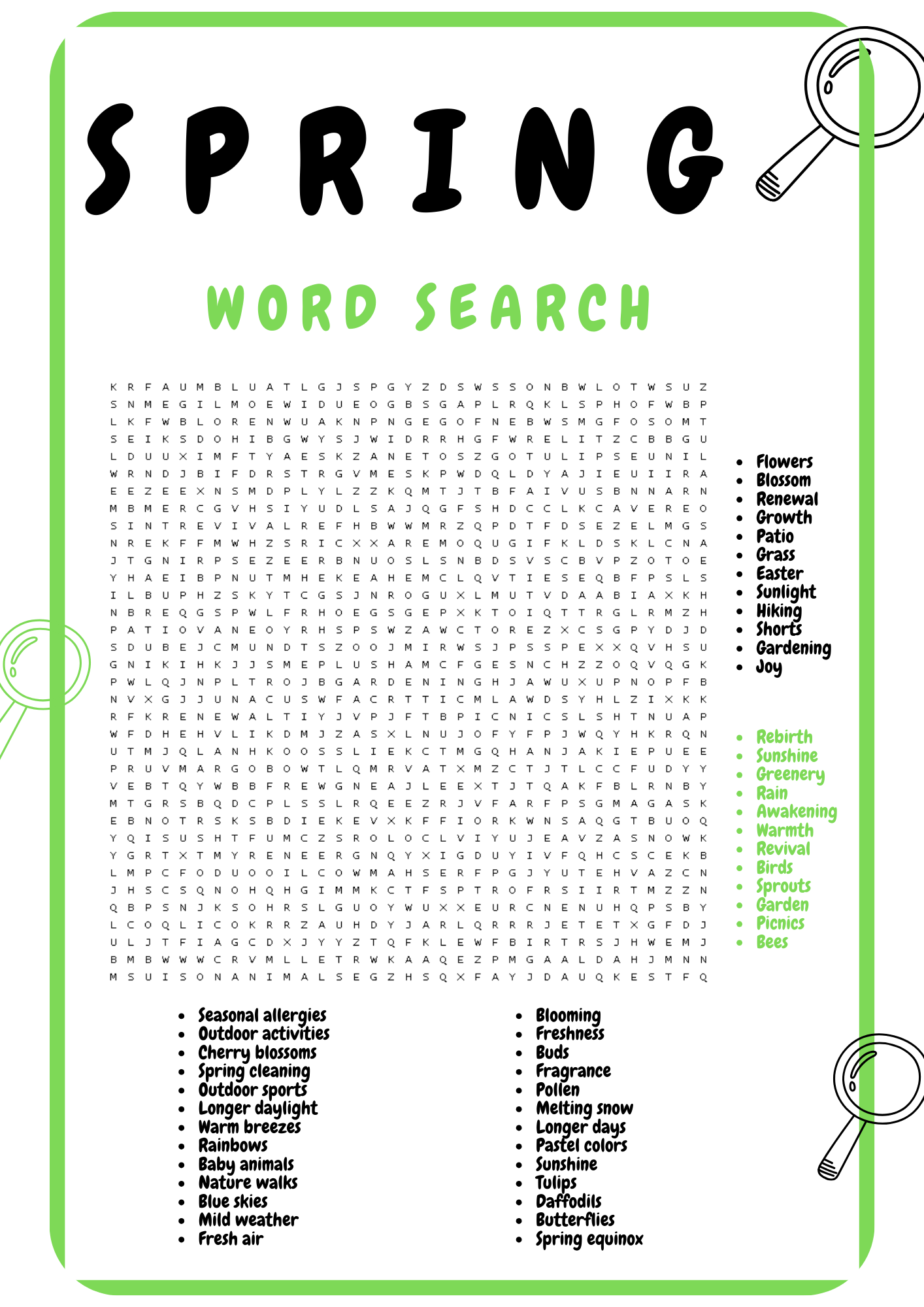 Spring Break Word Search Printable
