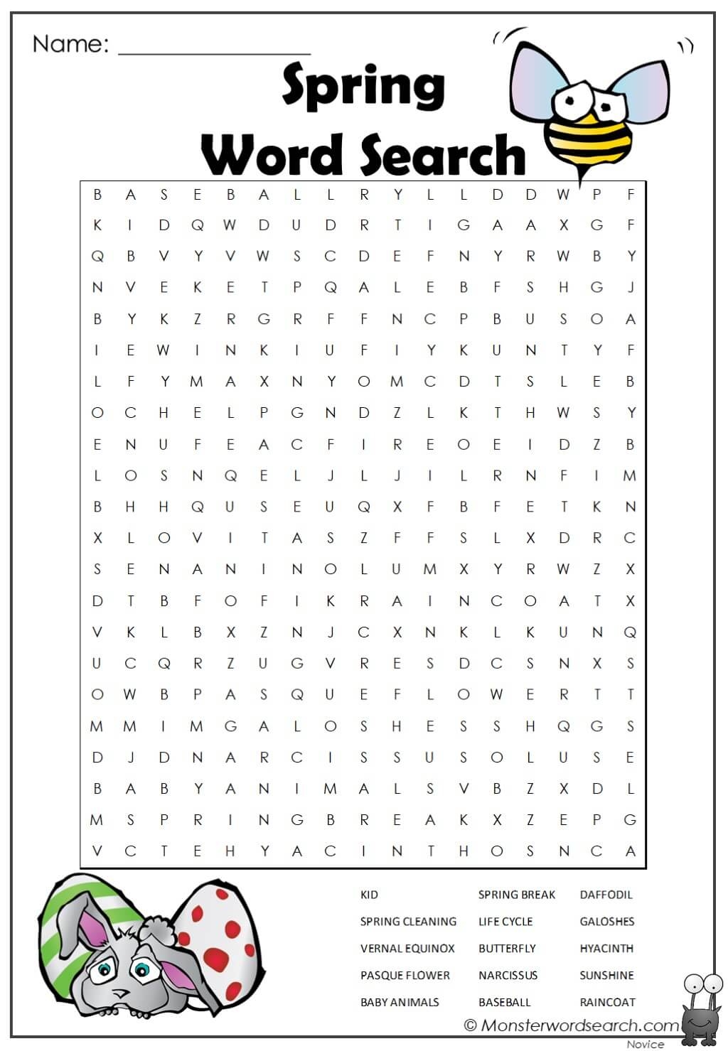 Spring Word Search 2 Monster Word Search