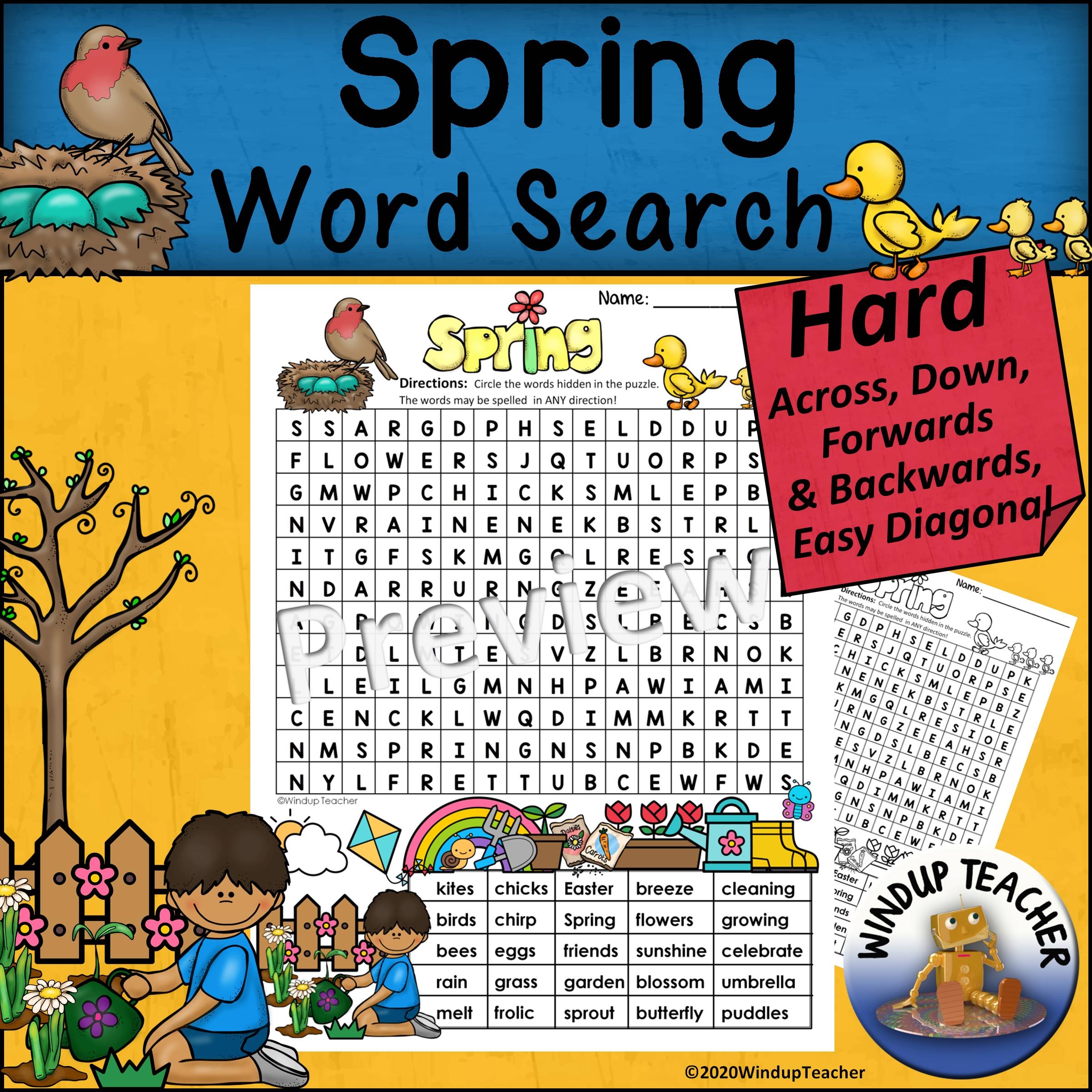 Word Search Printable Hard For Kids