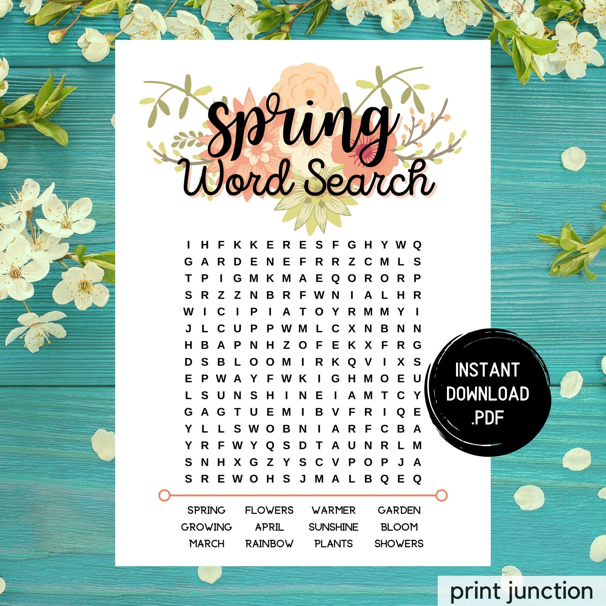 Spring Word Search Printable Springtime Games Spring Activities 