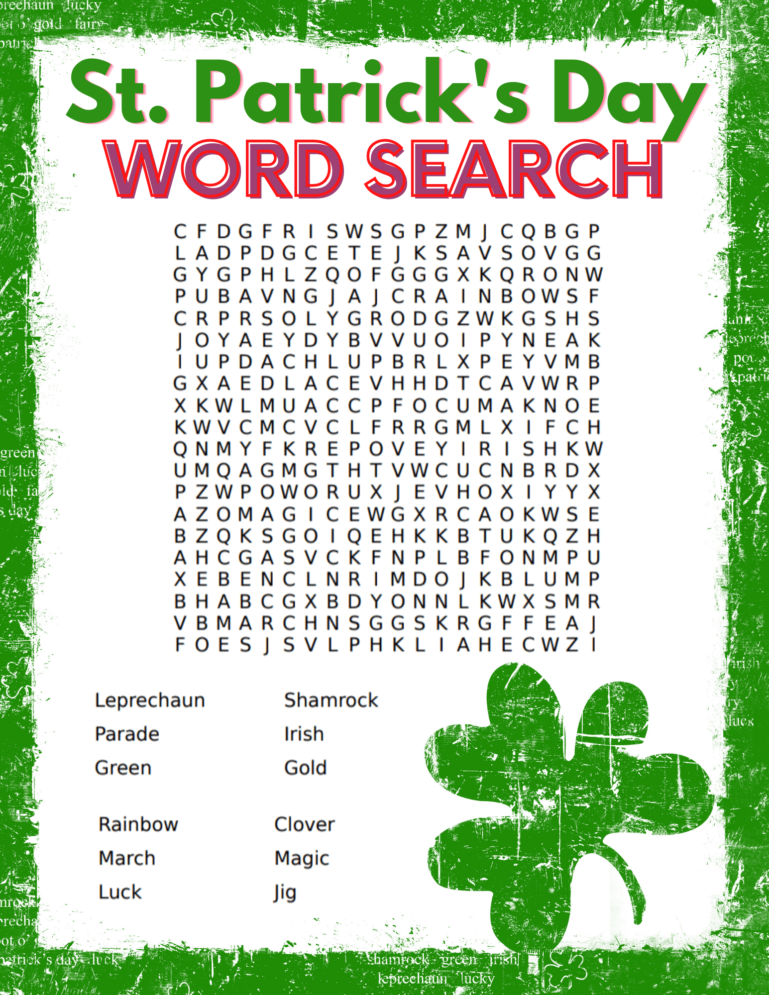 St Patrick s Day Word Search Printable Two Kids And A Coupon St Patrick s Day Word Search Printable Two Kids And A Coupon