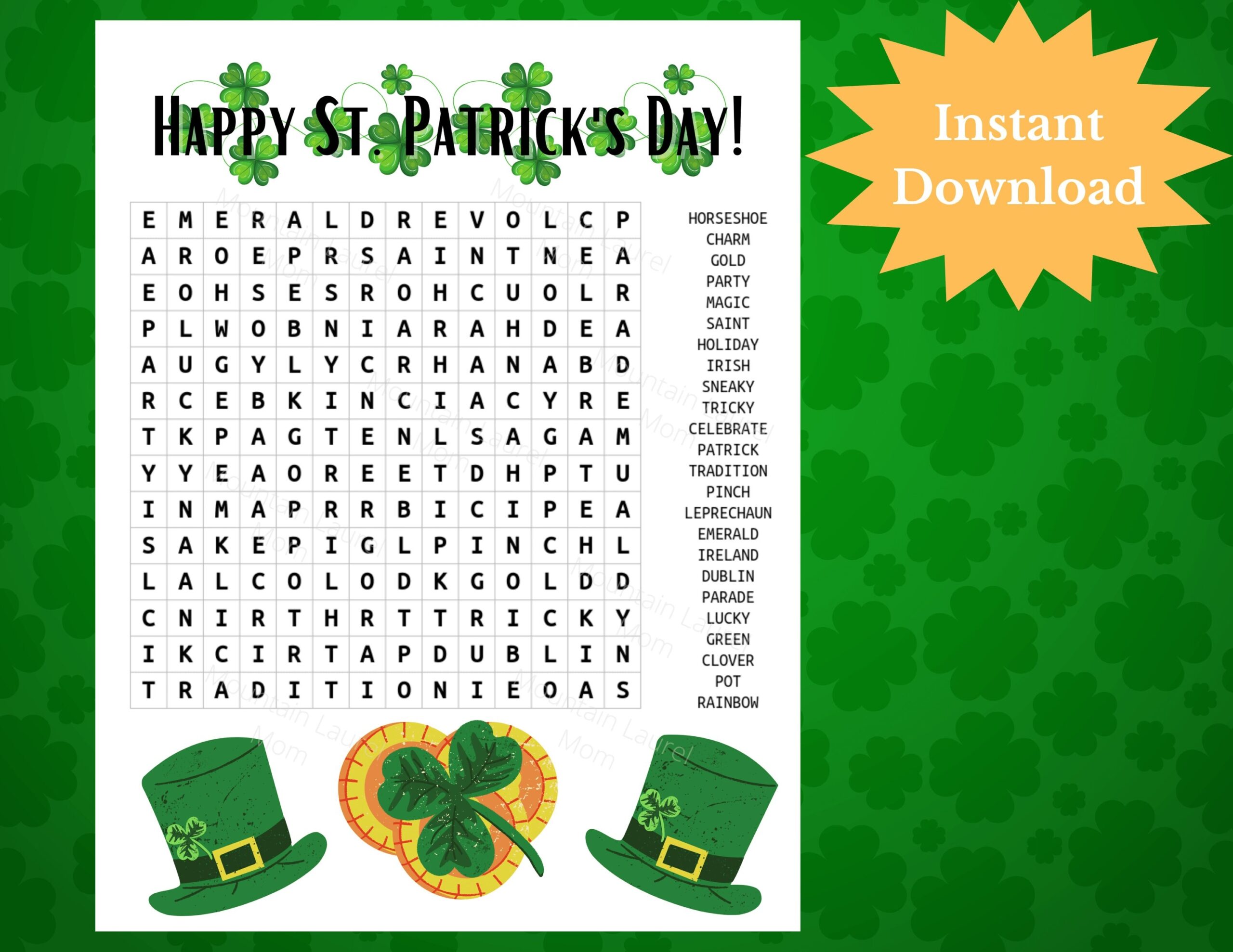St Patrick Word Search Printable
