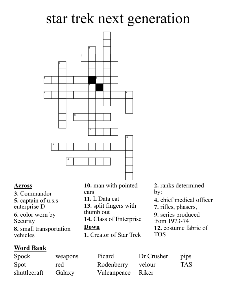 Star Trek Word Search WordMint