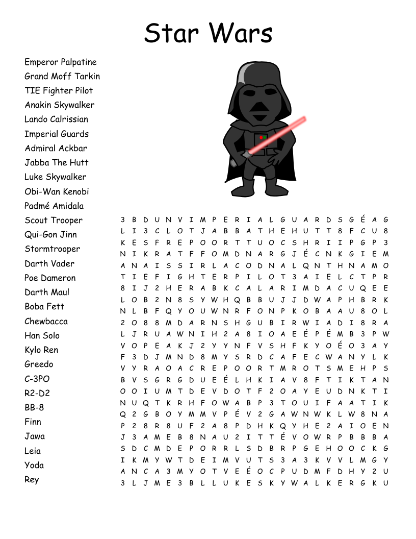 Printable Star Wars Word Search