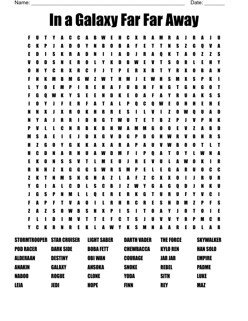Star Wars Printable Word Search