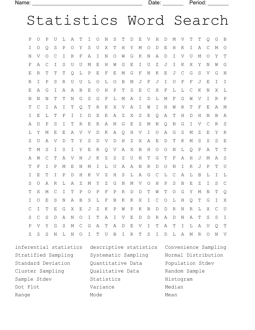 Statistics Word Search WordMint