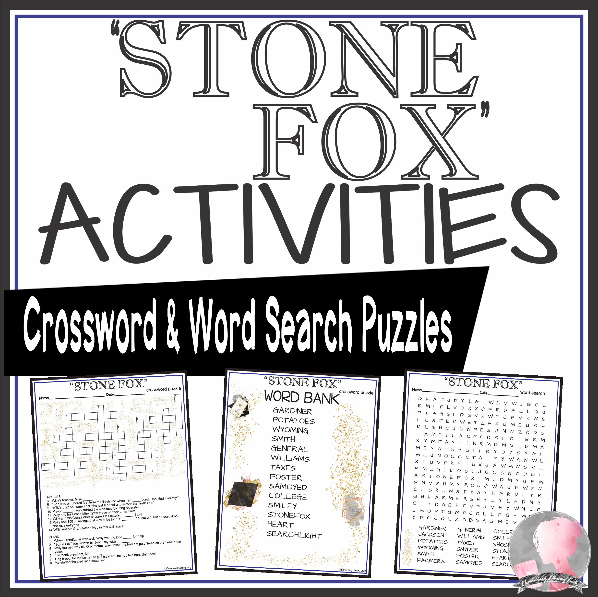 Stone Fox Activities Gardiner Crossword Puzzle And Word Search Made By Teachers