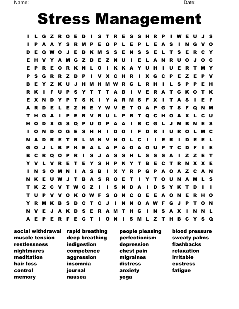 Relaxation Word Search Printable