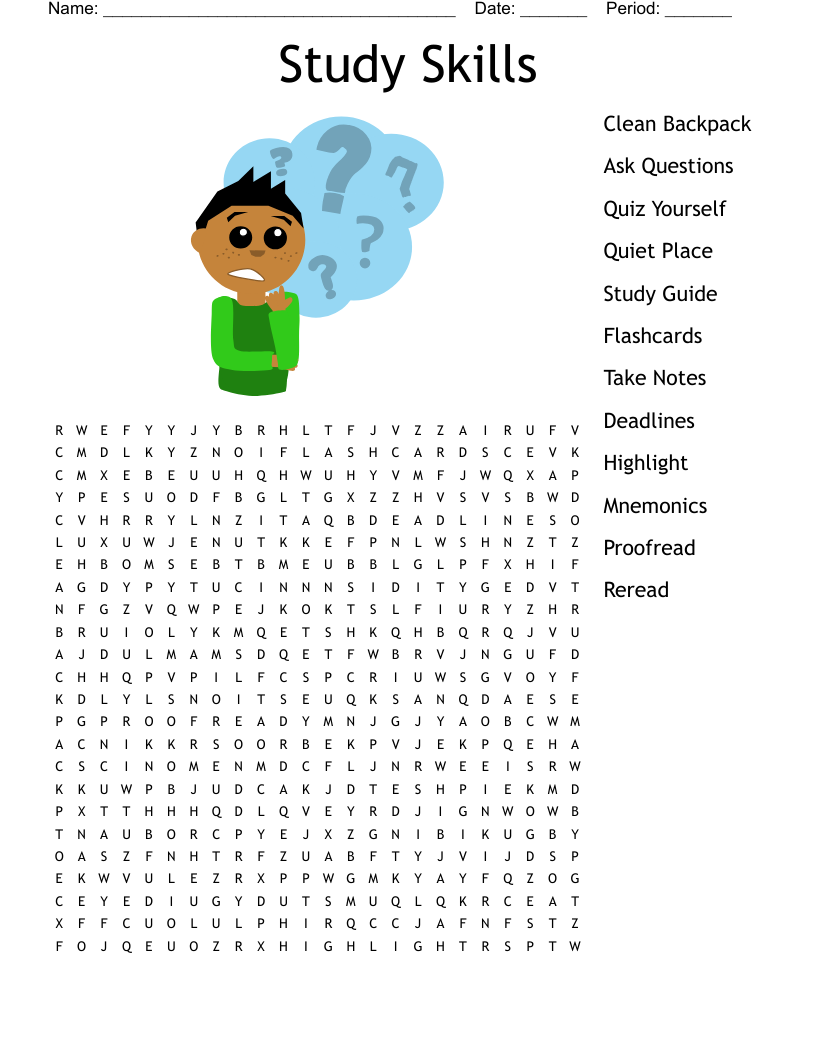 Study Skills Word Search WordMint