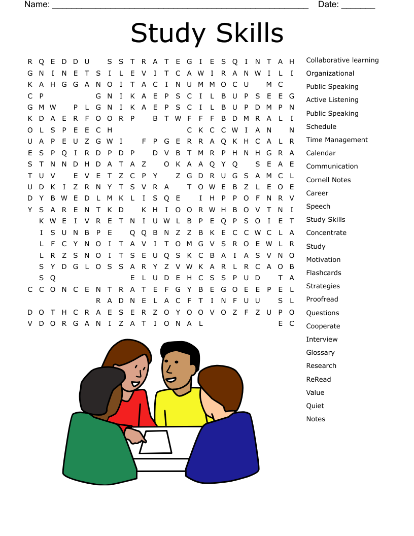Study Skills Word Search WordMint