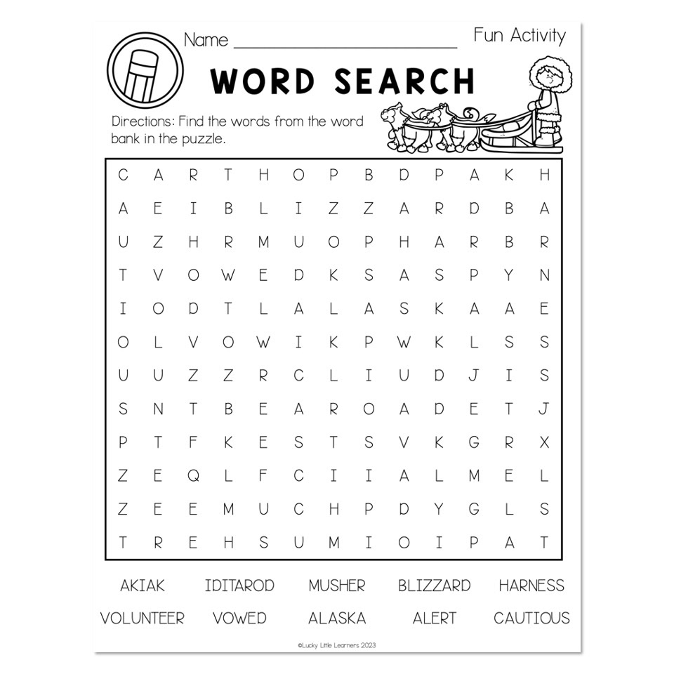 Sub Plans Middle Of Year Fun Activities Word Search Lucky Little Learners