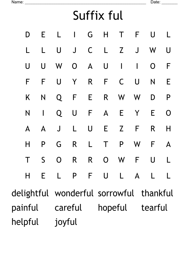 Suffix Ful Word Search WordMint