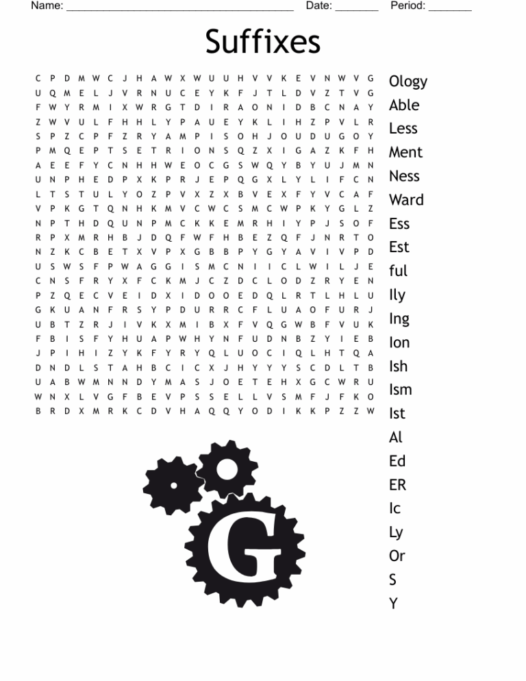 Suffixes Word Search WordMint