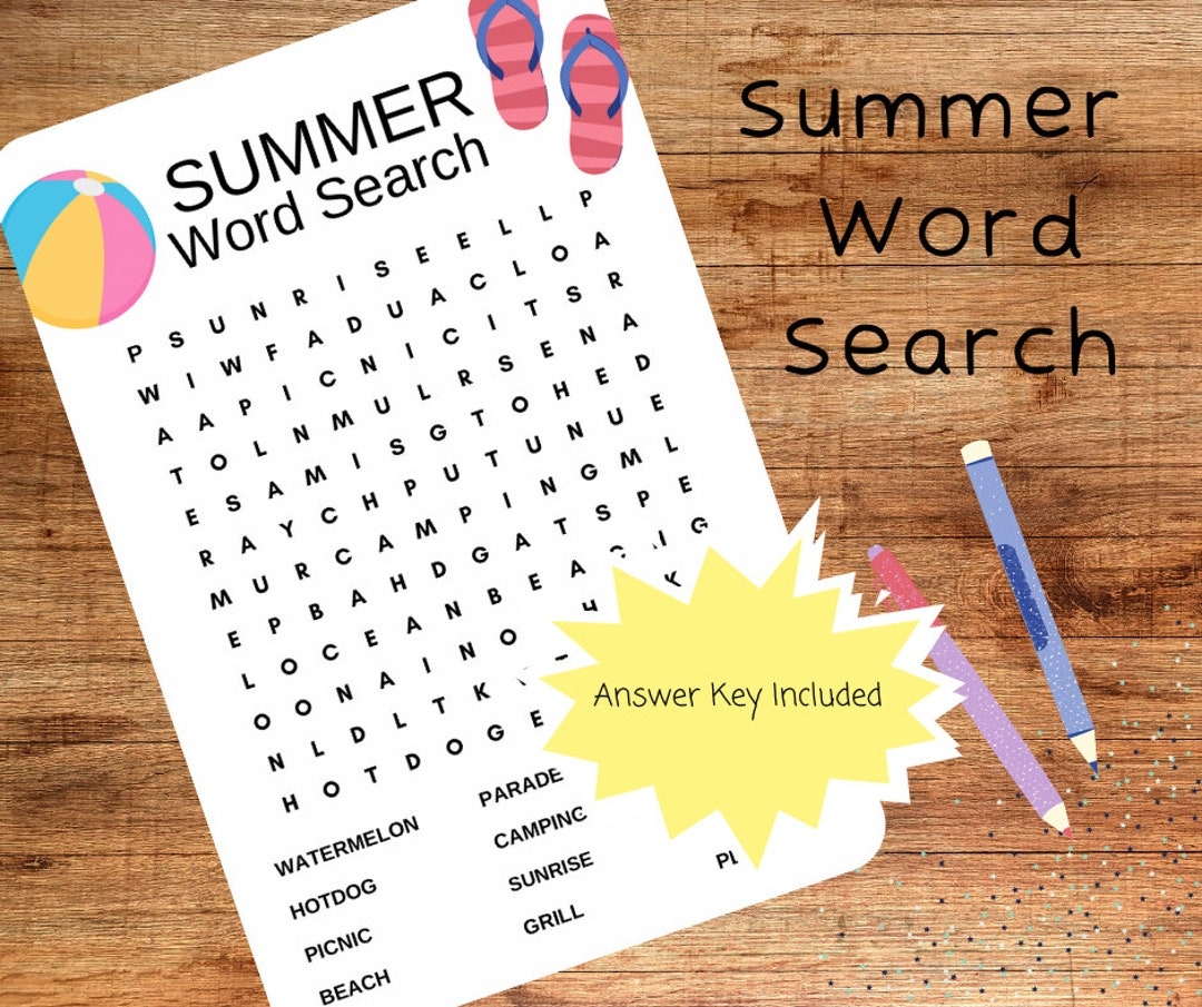 Summer Word Search Printable Uk