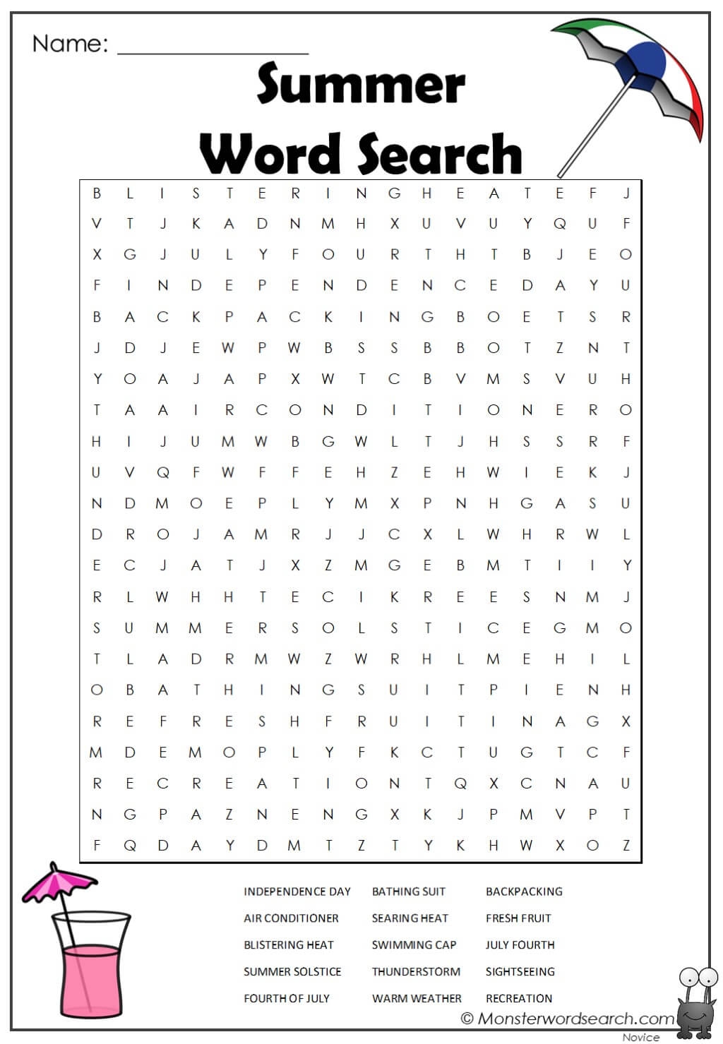 Free Printable Summertime Word Searches Free Printable Summertime Word Searches