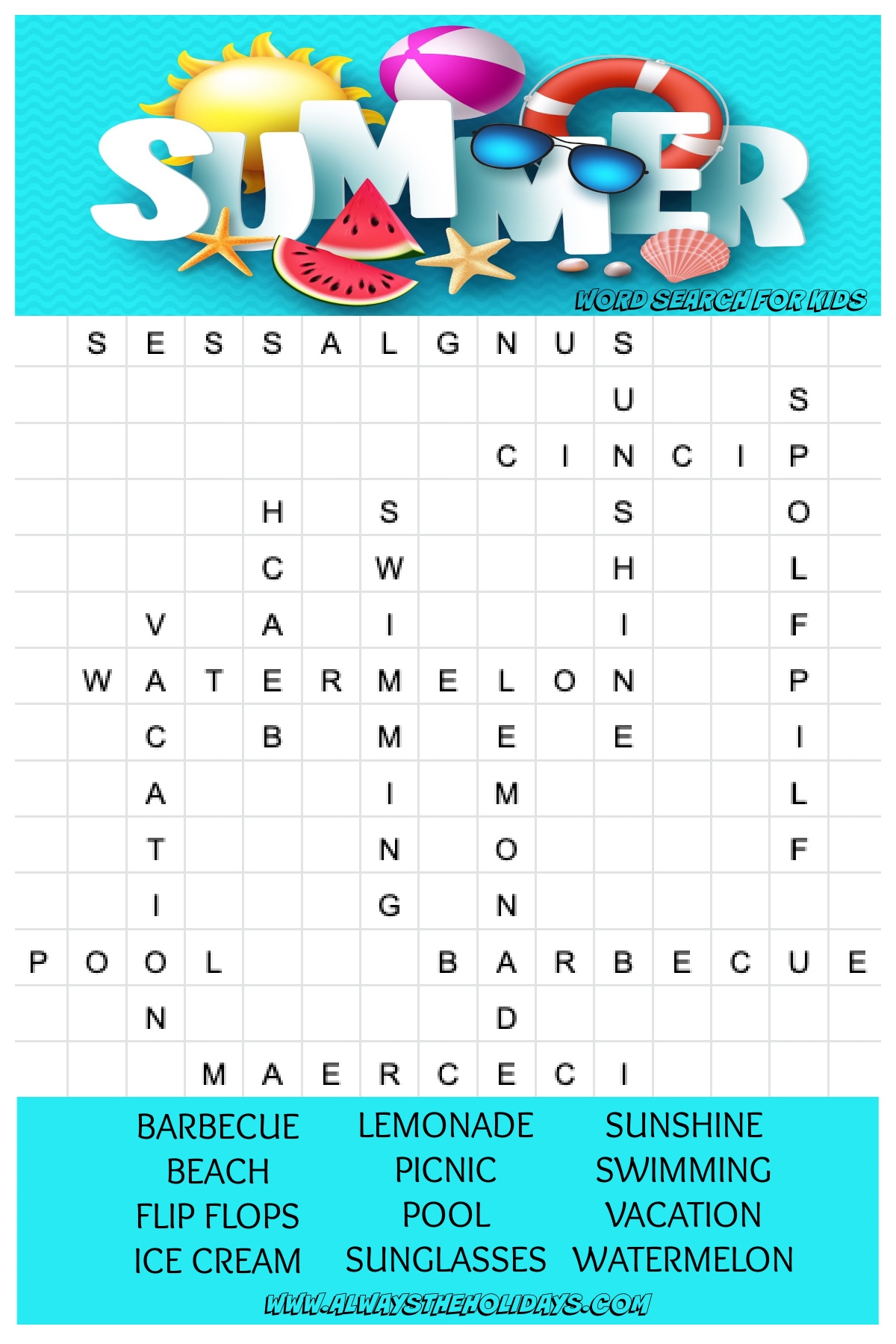 Summer Word Search Printable Free Word Search U0026 Answer Key