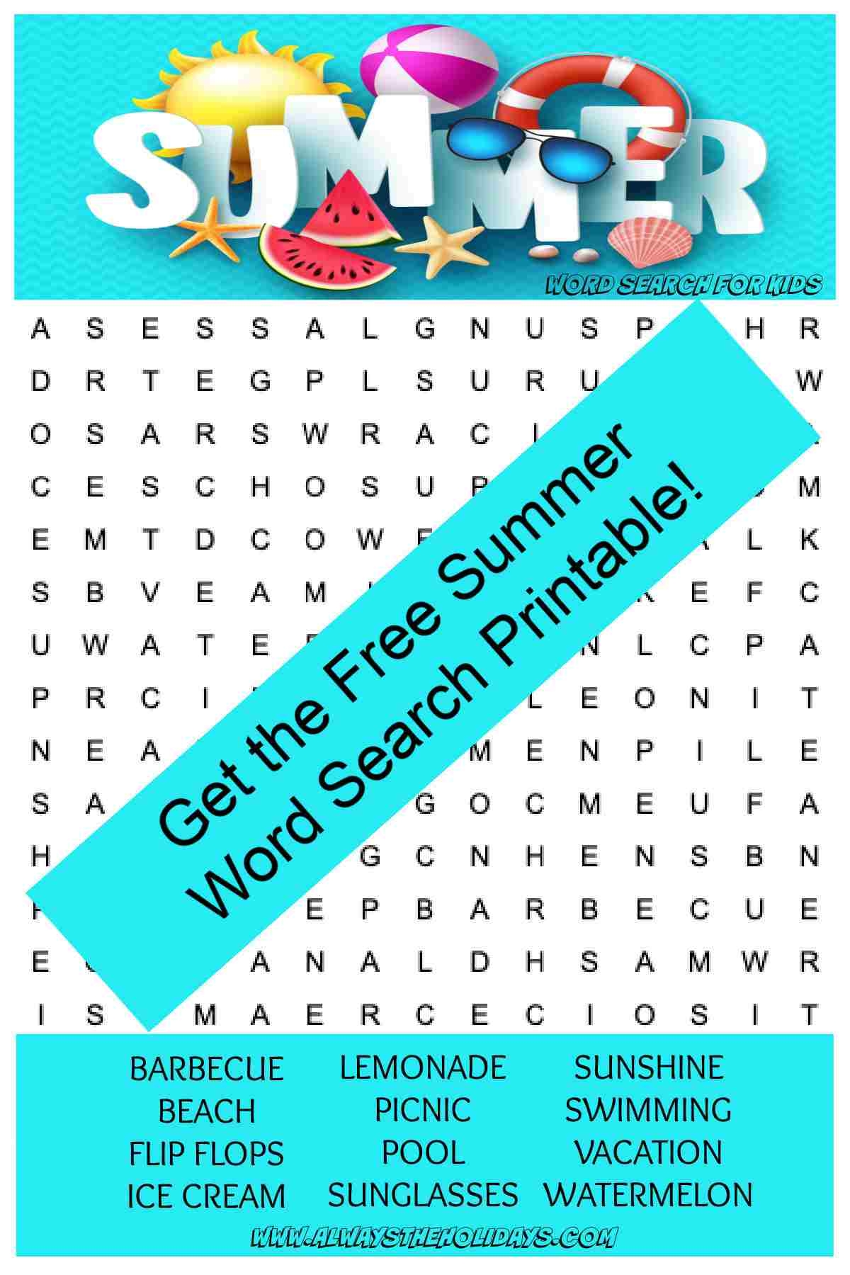 Free Word Search Printable Summer