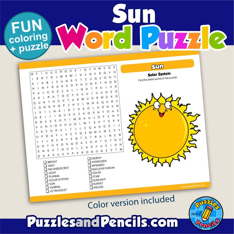 Sun Word Search Puzzle Activity Page Planets U0026 Solar System Wordsearch Made By Teachers