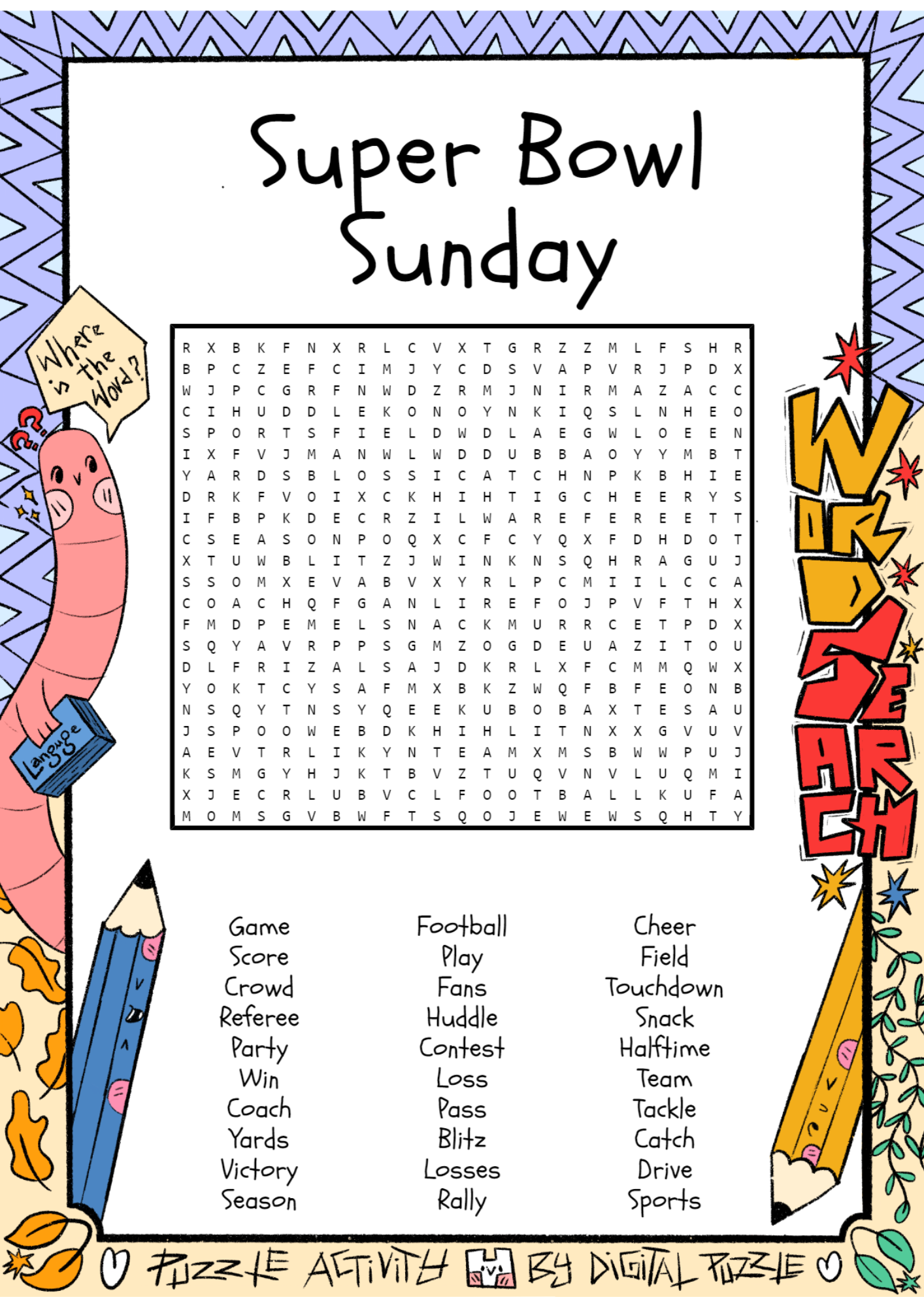 Super Bowl Sunday Word Search Puzzle Worksheet Activity Made By Teachers Super Bowl Sunday Word Search Puzzle Worksheet Activity Made By Teachers