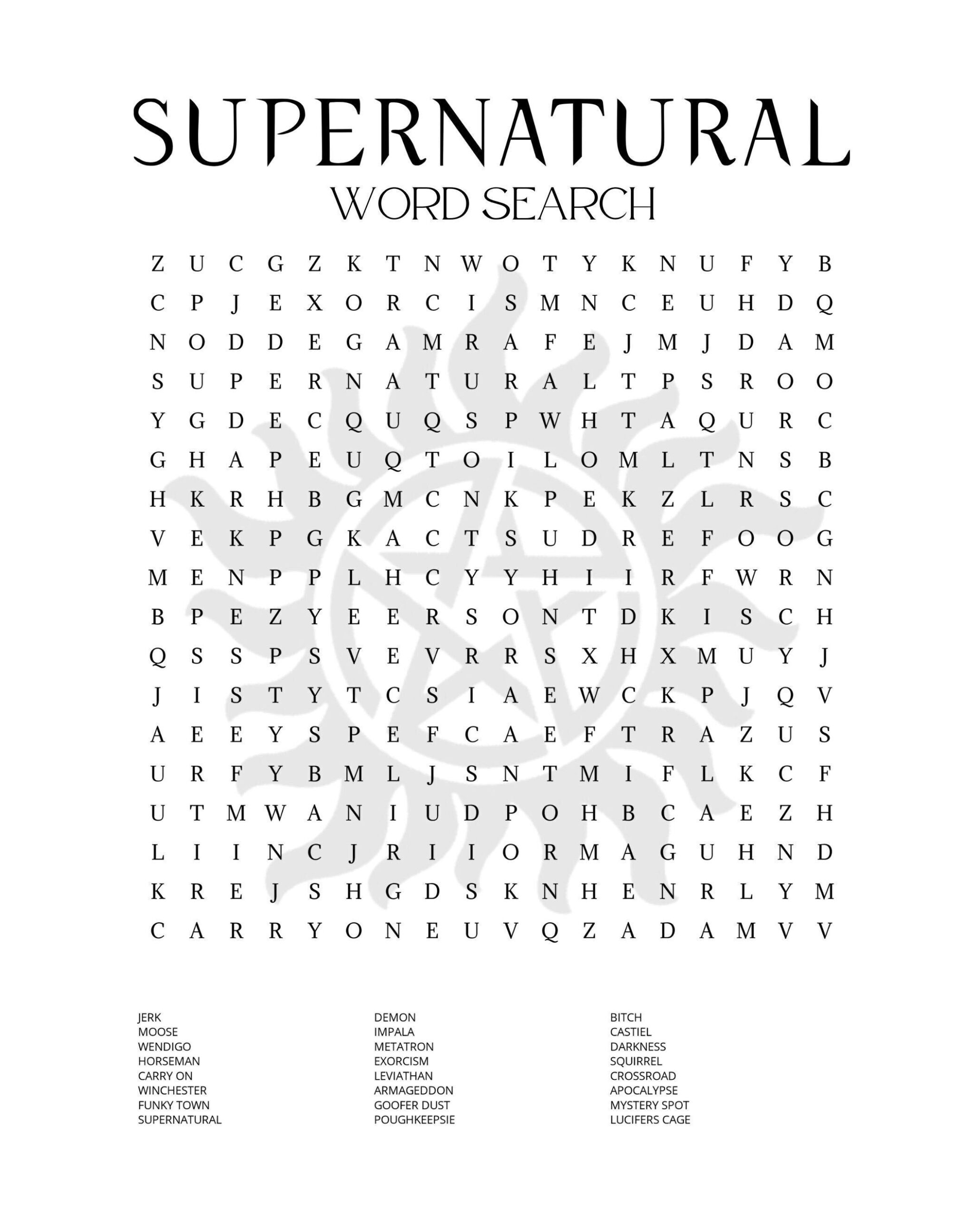 Supernatural Word Search For Adults Printable Pdf Supernatural Word Search For Adults Printable Pdf