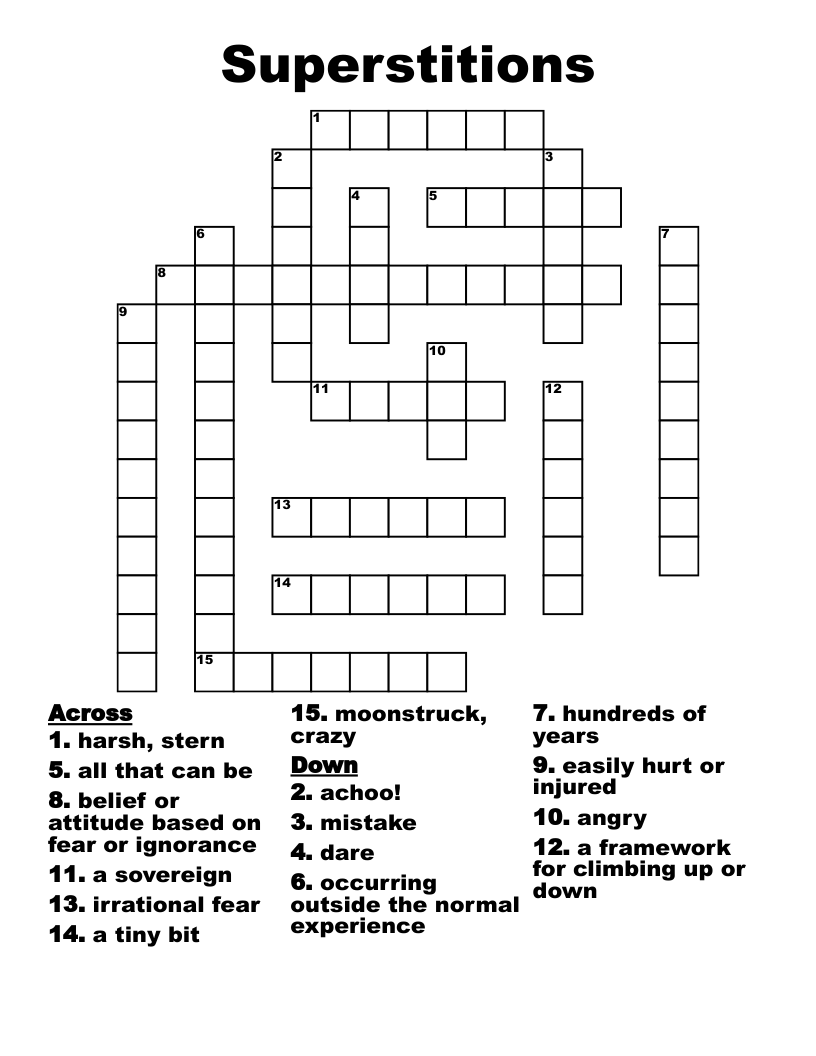 Superstitions Crossword WordMint