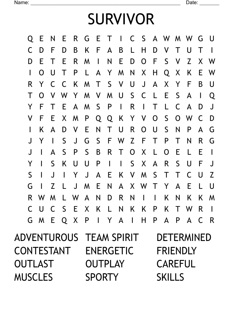 SURVIVOR Word Search WordMint