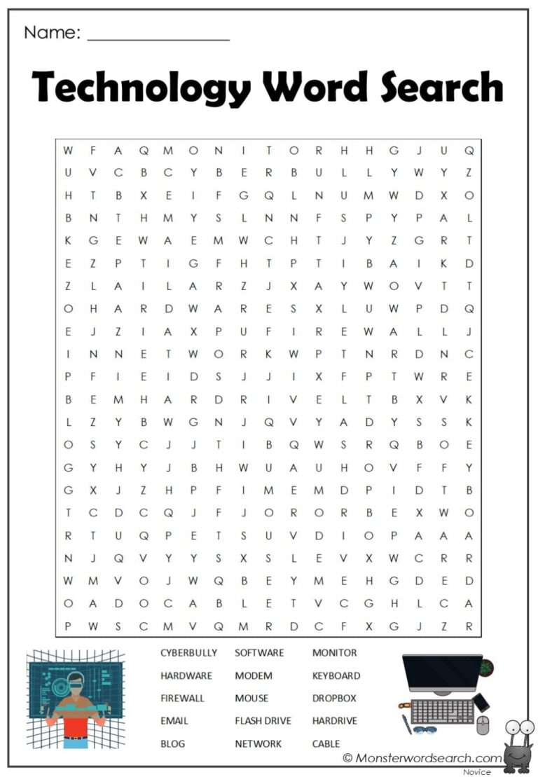 Technology Word Search Monster Word Search