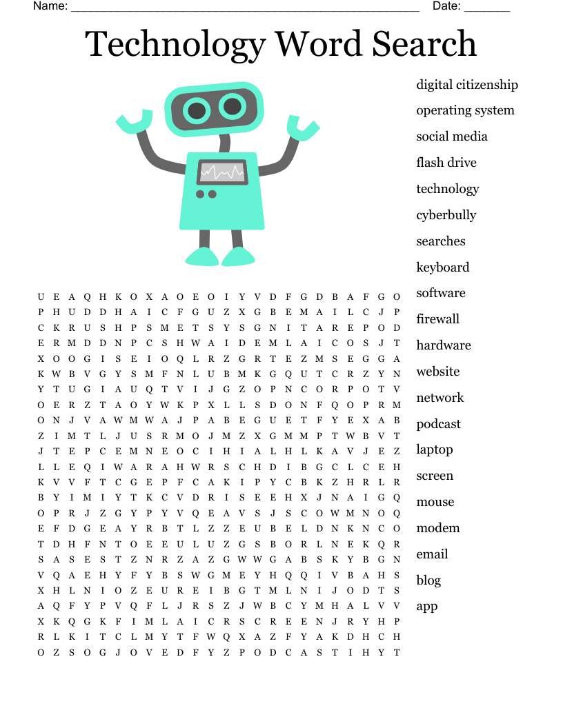 Technology Word Search WordMint
