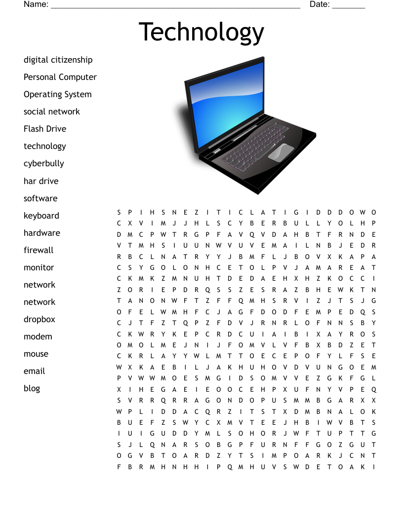 Technology Word Search WordMint