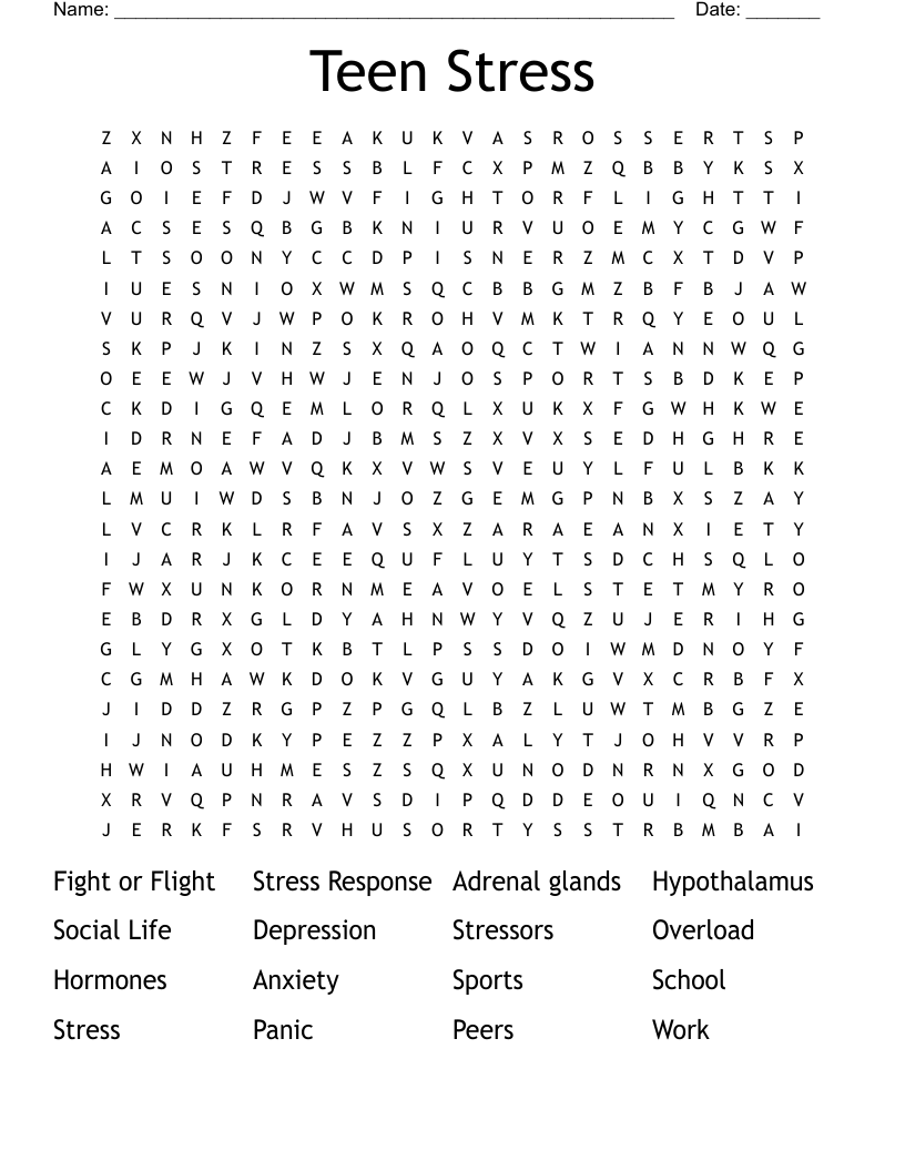 Word Search For Teens Printable