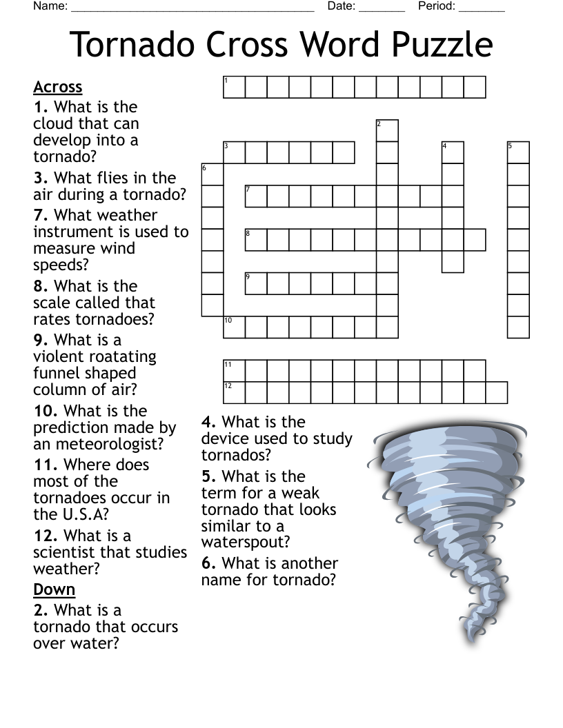 Terrifying Tornadoes Word Search WordMint