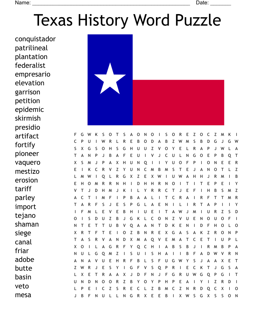 Texas Word Search Printable Texas Word Search Printable