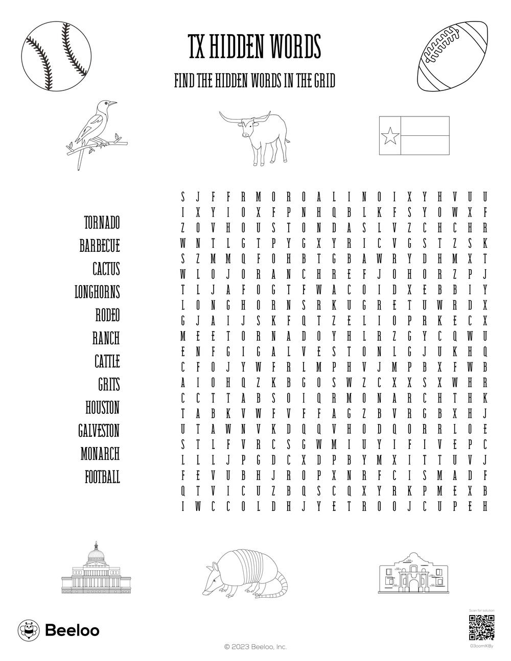 Texas themed Word Searches Beeloo Printable Crafts And Activities For Kids Texas themed Word Searches Beeloo Printable Crafts And Activities For Kids