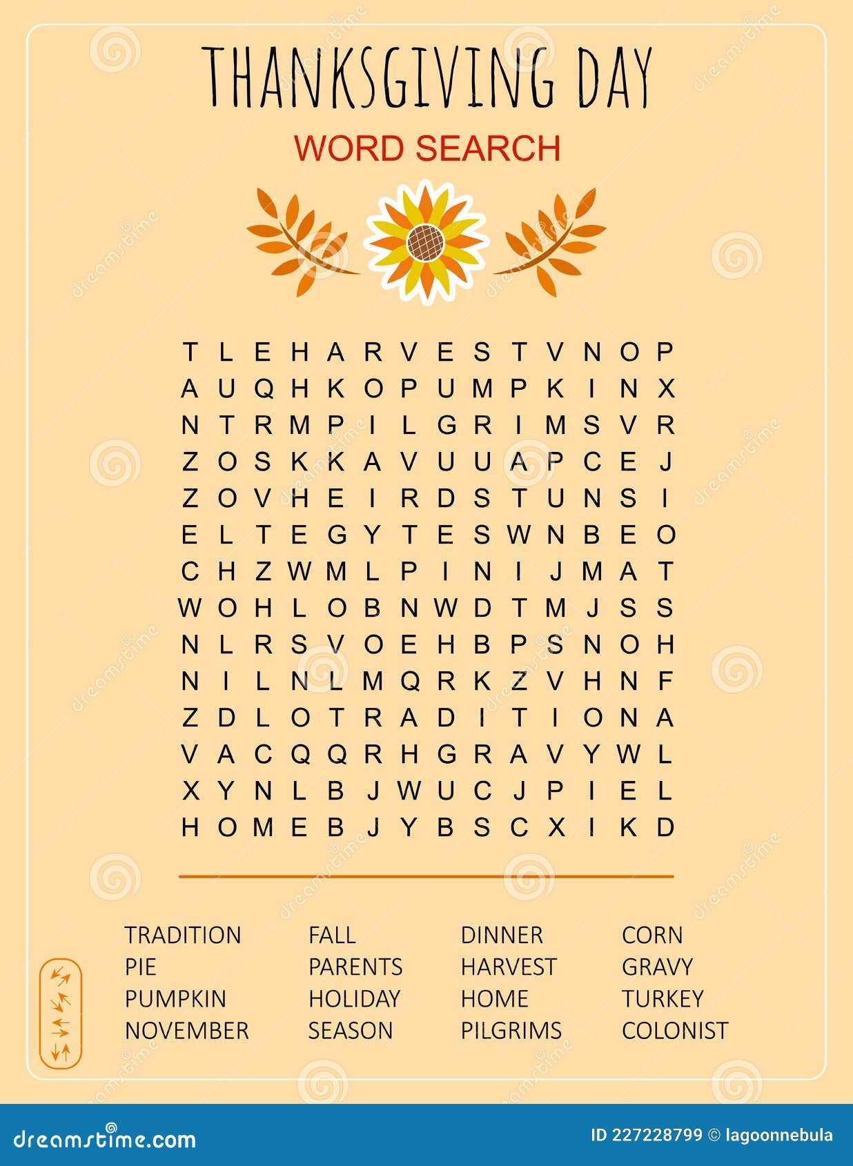 Thanksgiving Word Search Puzzle Printable