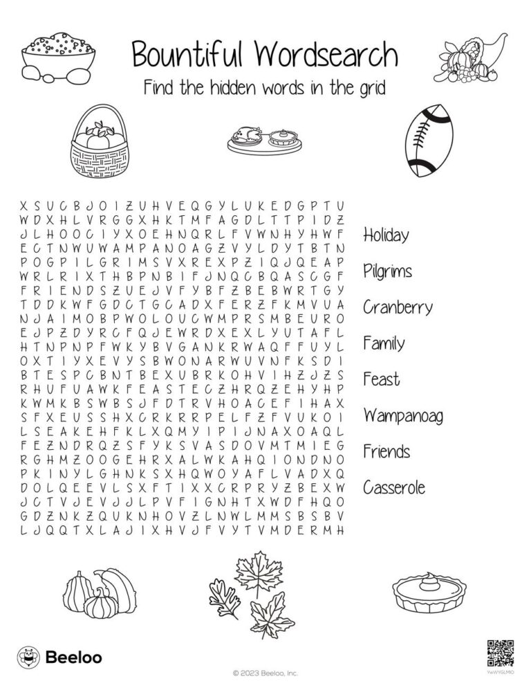 Thanksgiving themed Word Searches Beeloo Printable Crafts And Activities For Kids
