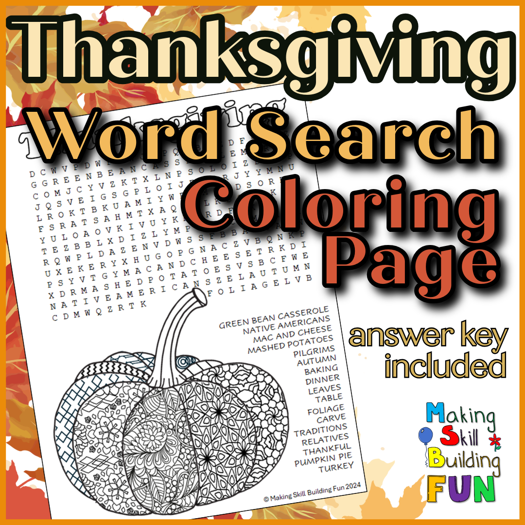 Thanksgiving Word Search Coloring Page Worksheet Puzzle Vocabulary No Prep 2nd Grade 3rd Grade 4th Grade 5th Grade Classful