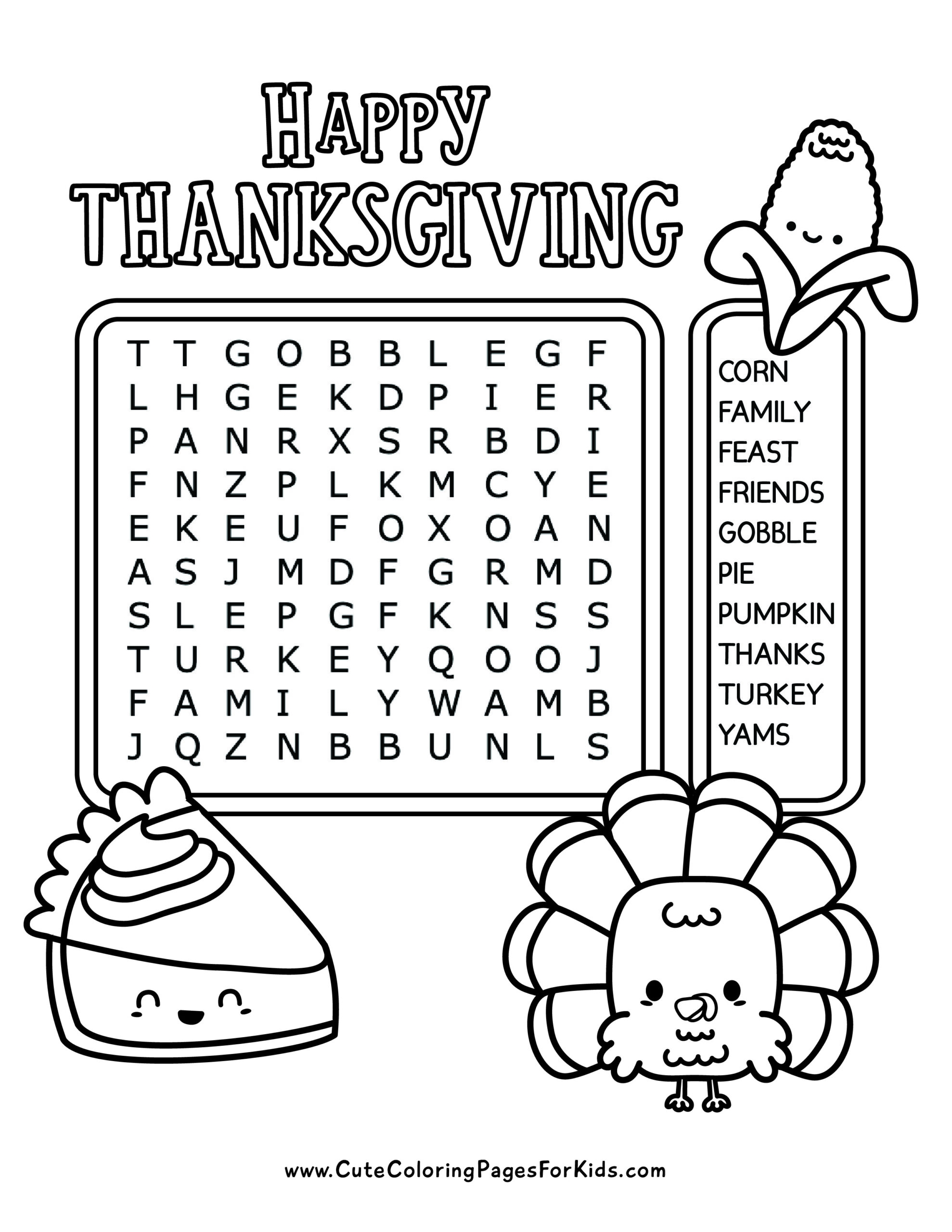 Thanksgiving Printable Word Search Thanksgiving Printable Word Search