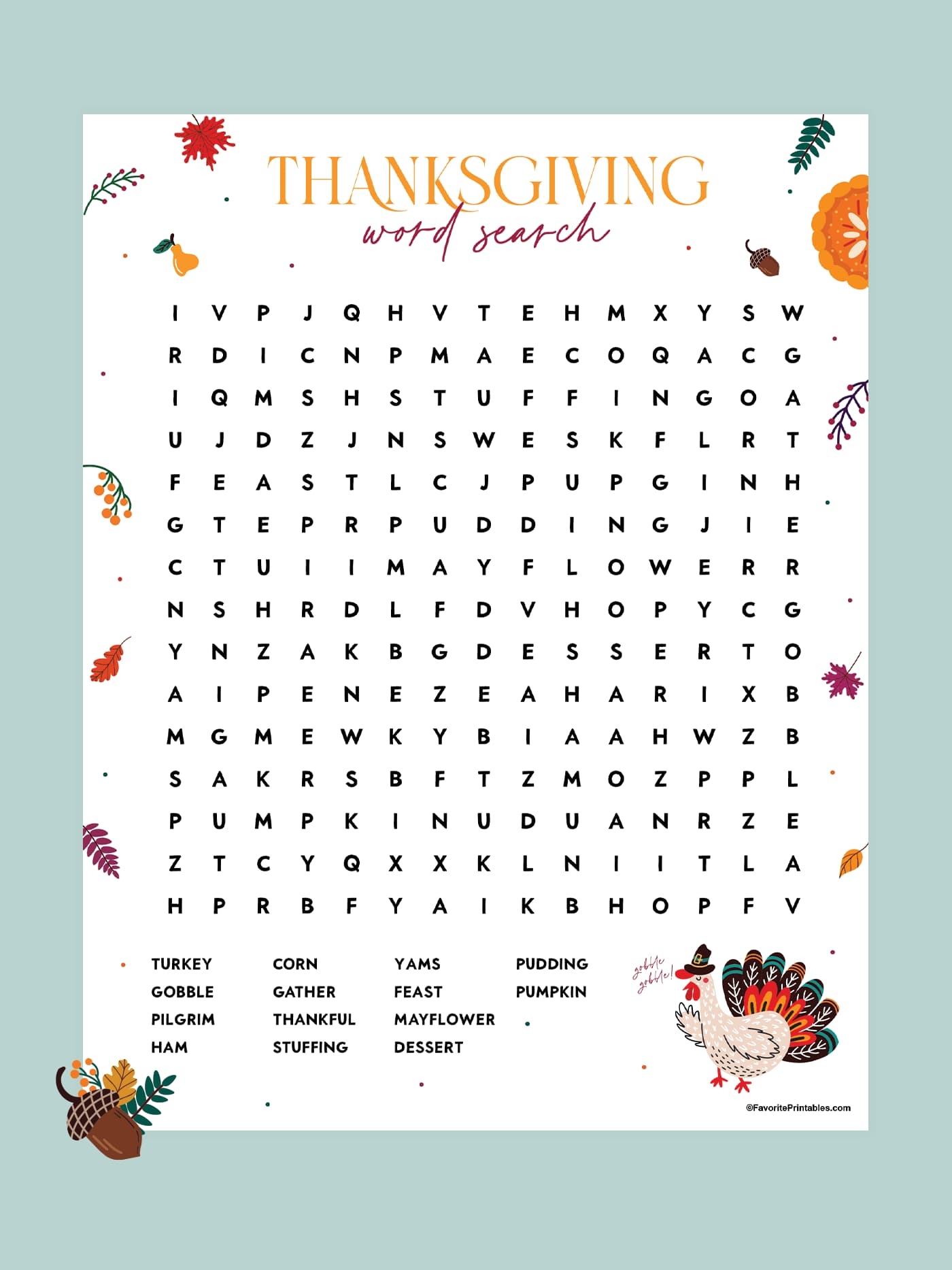 Thanksgiving Word Search Free Printable For Kids Favorite Thanksgiving Word Search Free Printable For Kids Favorite
