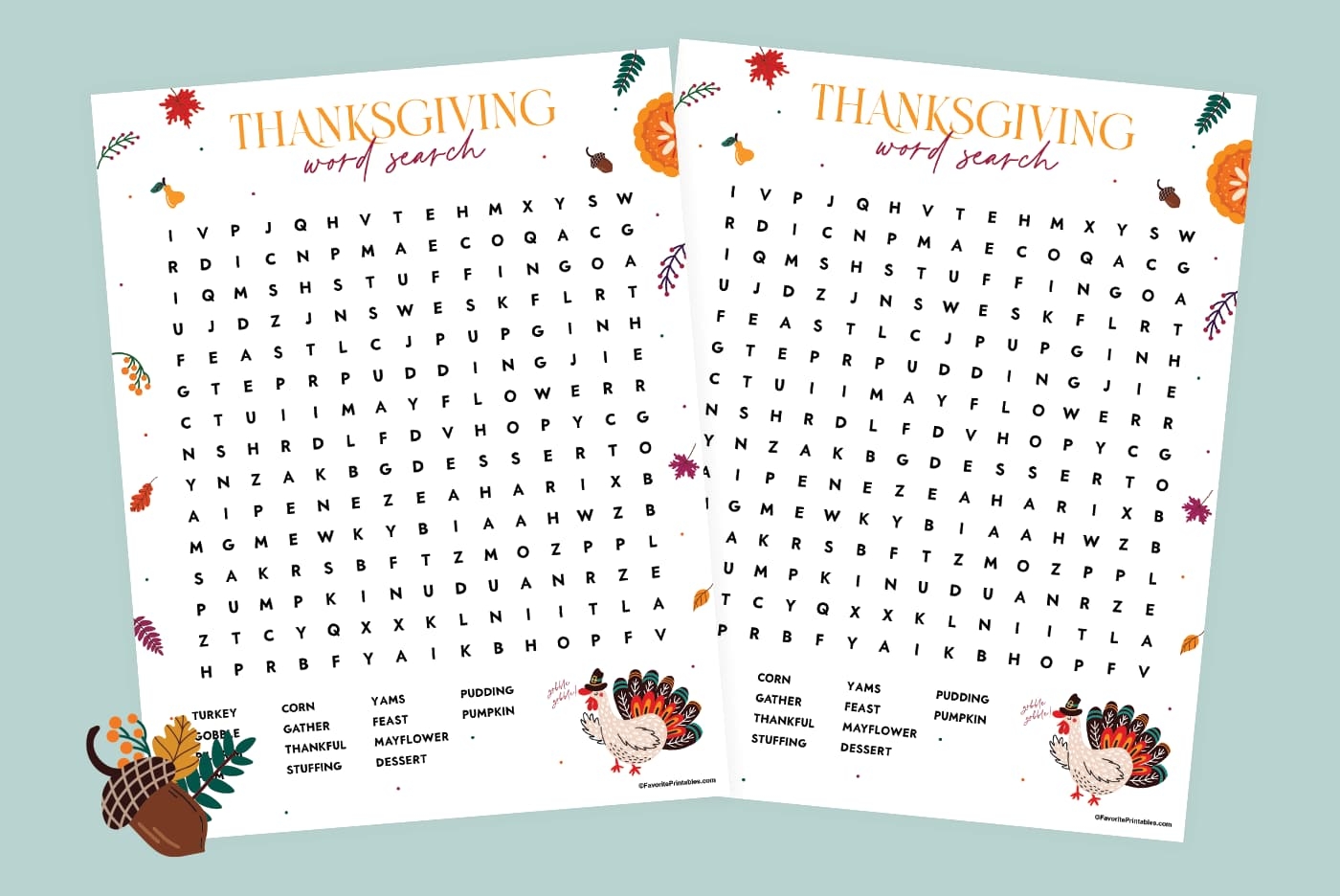 Free Printable Thanksgiving Word Search Worksheets