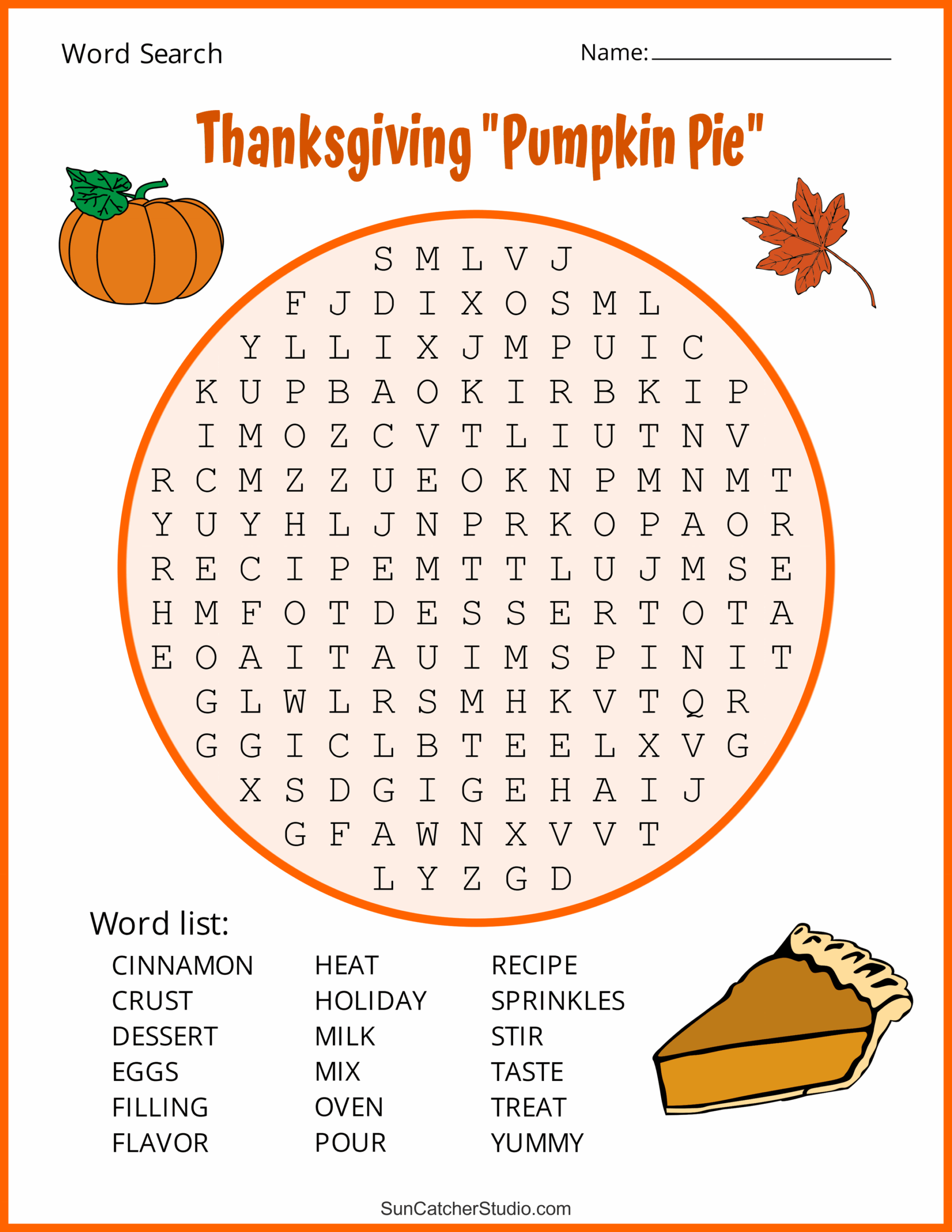 Thanksgiving Words Search Printable