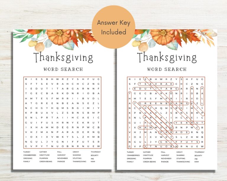 Thanksgiving Word Search Game Thanksgiving Printable Games 