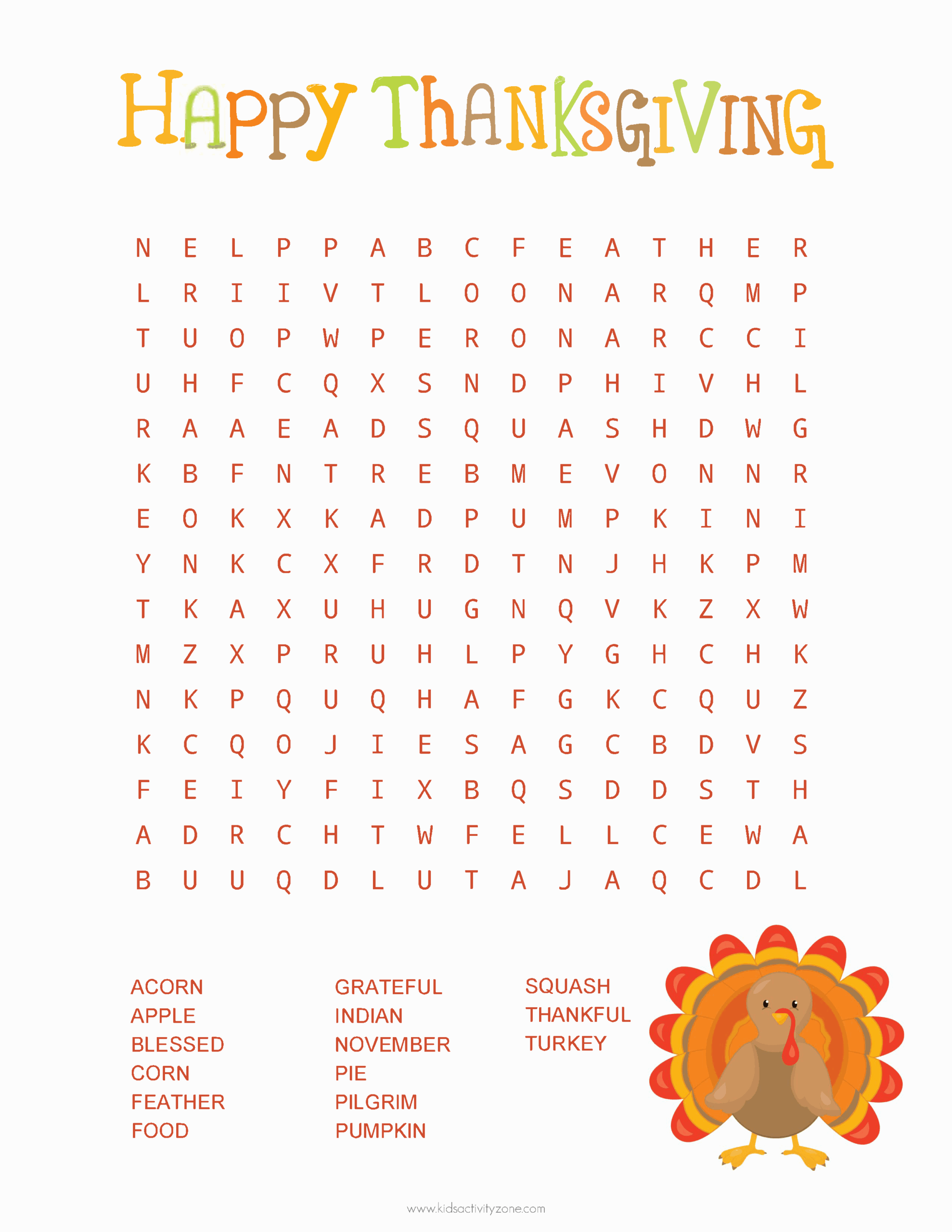 Thanksgiving Word Search Kids Activity Zone Thanksgiving Word Search Kids Activity Zone