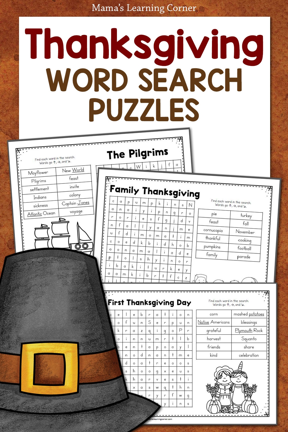 Kids Thanksgiving Word Search Printable