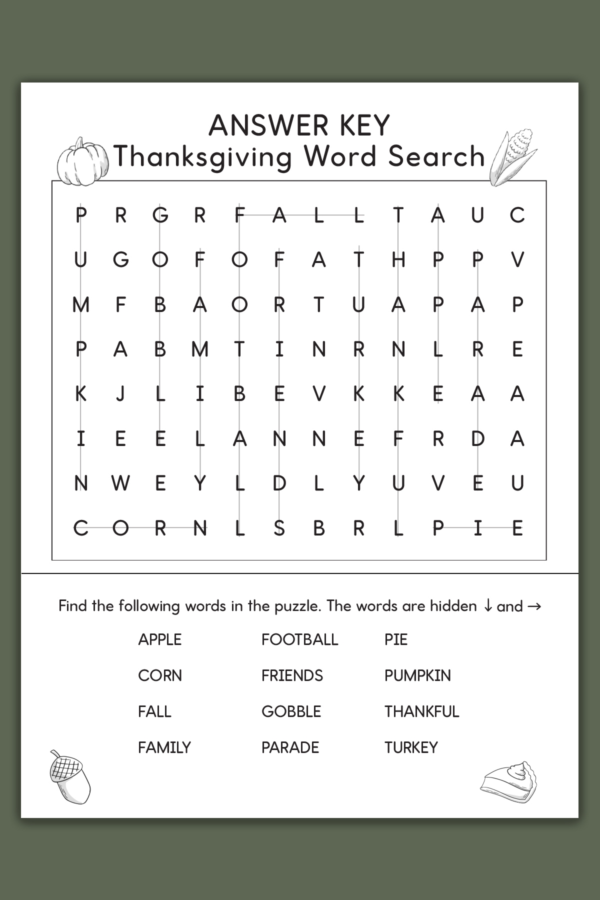 Thanksgiving Word Search Printable Key Example Mom Envy
