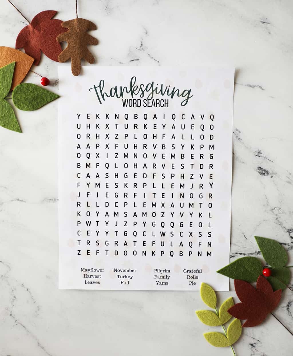 Thanksgiving Word Search Printable Pretty Providence