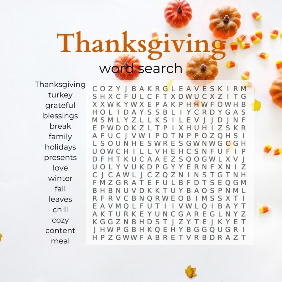 Thanksgiving Word Search The Cougar Press