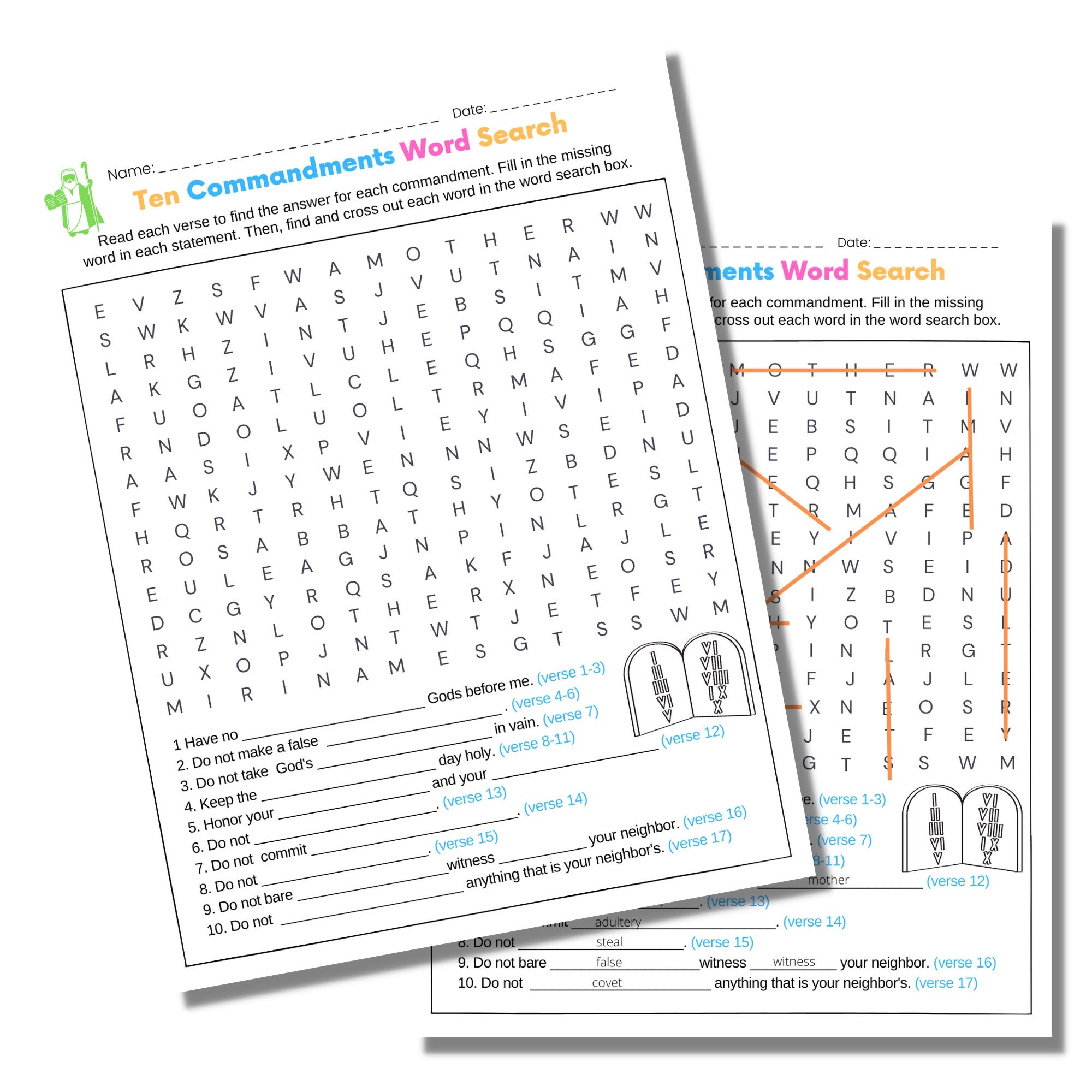 The 10 Commandments Word Search Word Search Puzzle For Kids 